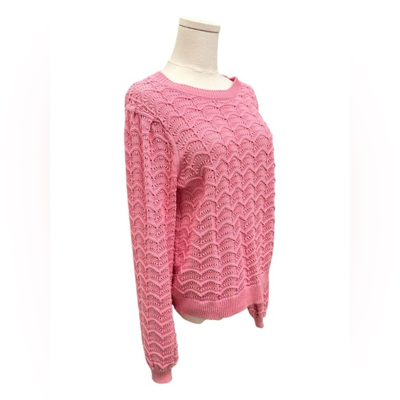 ELENA WANG Spring 2025 Collection Pink Knit Sweater All Season Size Sm $110 NWT - Picture 4 of 10